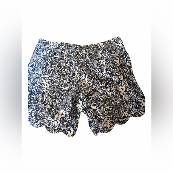 Lilly Pulitzer Navy Koalas GDay Mate DARCI KNIT SHORTS 7" Scallop Hem Size 6 - Picture 3 of 7